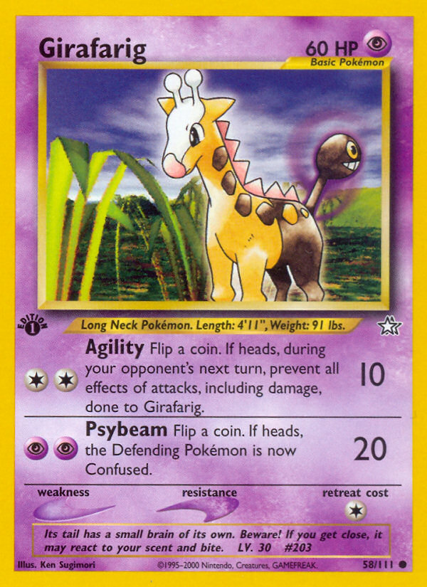 Girafarig (58/111) [Neo Genesis 1st Edition] | Dragon's Lair Comics and Fantasy Houston TX