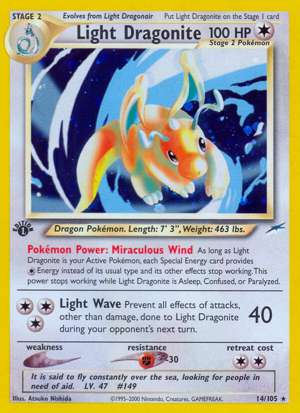 Light Dragonite (14/105) [Neo Destiny 1st Edition] | Dragon's Lair Comics and Fantasy Houston TX