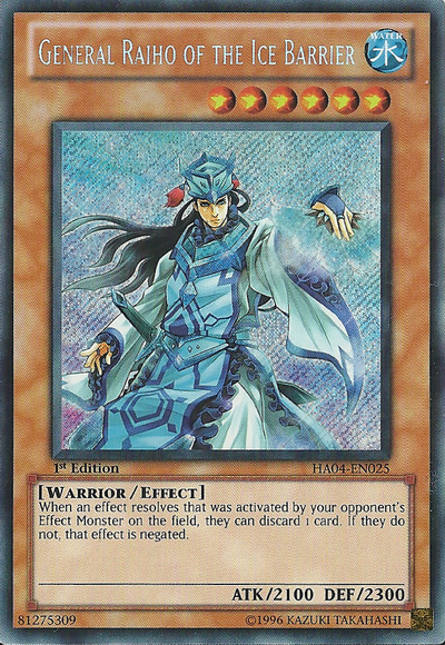 General Raiho of the Ice Barrier [HA04-EN025] Secret Rare | Dragon's Lair Comics and Fantasy Houston TX