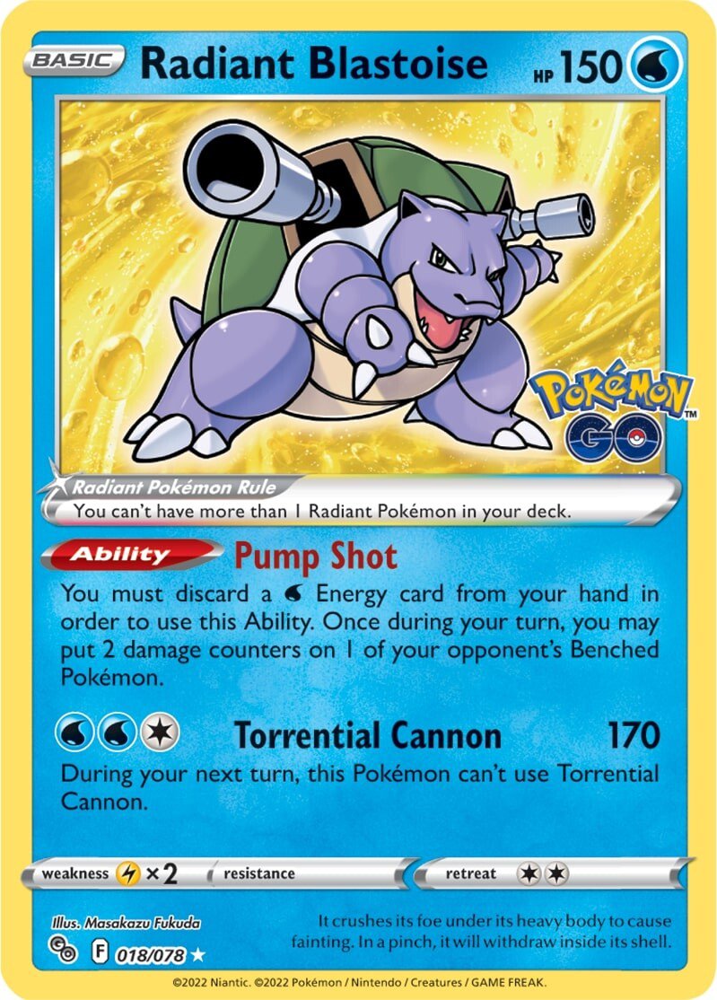 Radiant Blastoise (018/078) [Pokémon GO] | Dragon's Lair Comics and Fantasy Houston TX