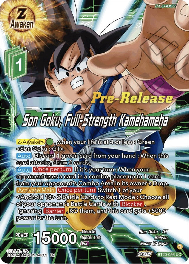 Son Goku, Full-Strength Kamehameha (BT20-056) [Power Absorbed Prerelease Promos] | Dragon's Lair Comics and Fantasy Houston TX