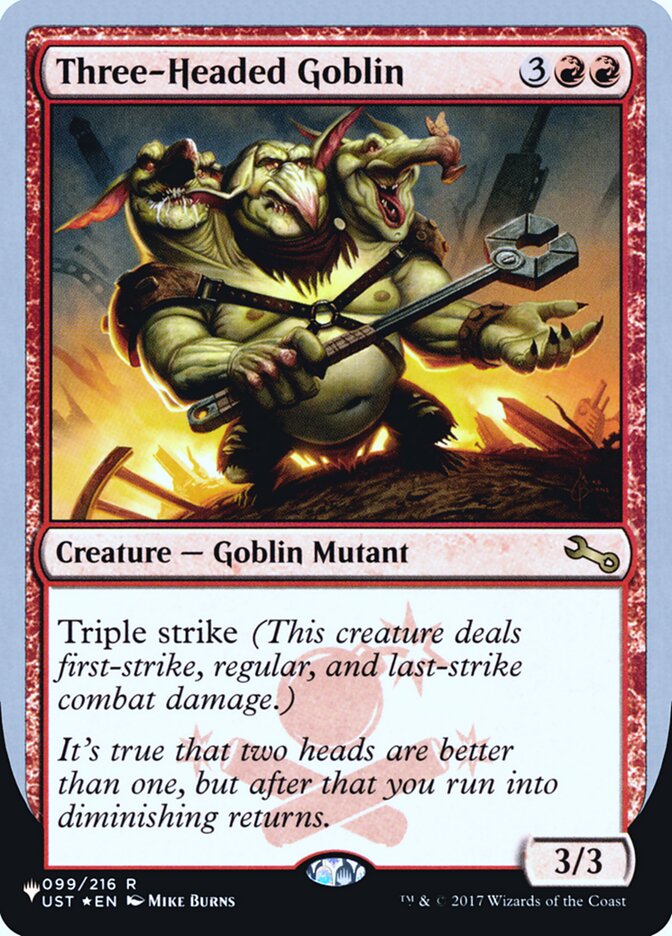 Three-Headed Goblin (Unfinity Foil Edition) [The List] | Dragon's Lair Comics and Fantasy Houston TX