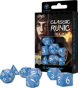 Q Workshop Runic Glacier White Poly 7 Set | Dragon's Lair Comics and Fantasy Houston TX