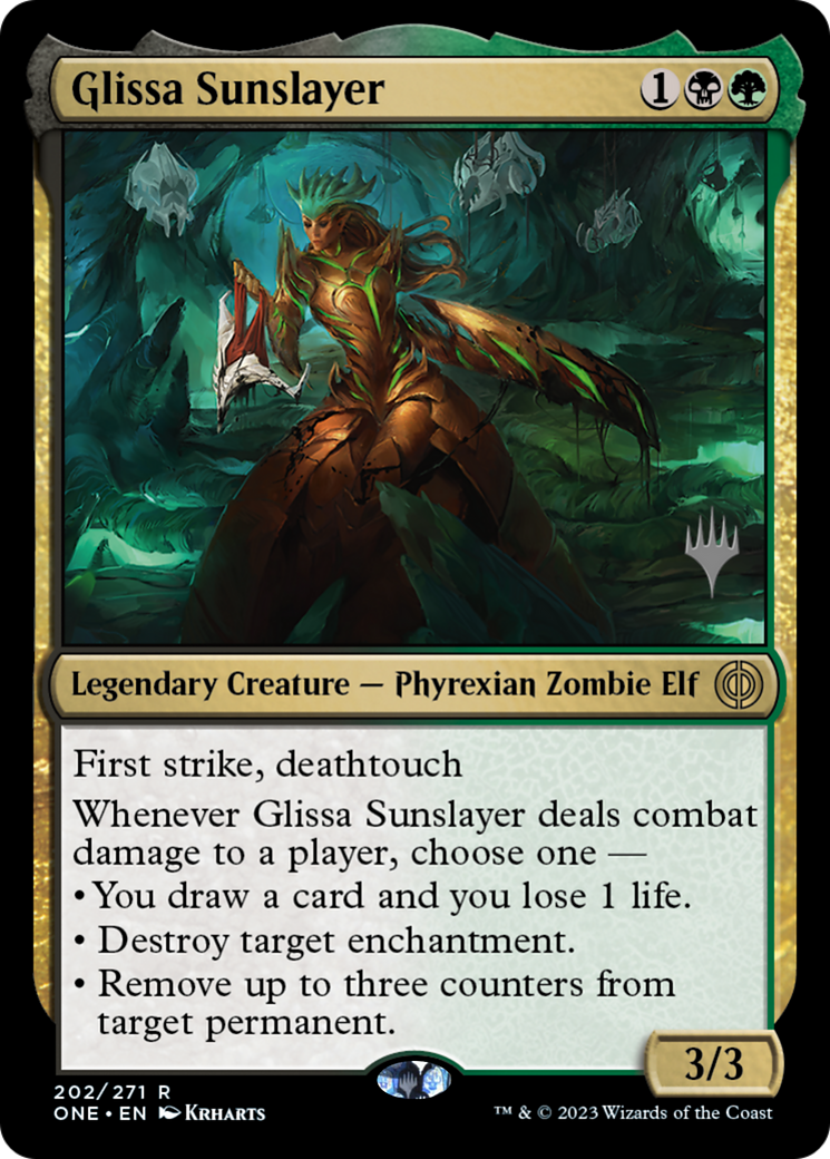 Glissa Sunslayer (Promo Pack) [Phyrexia: All Will Be One Promos] | Dragon's Lair Comics and Fantasy Houston TX