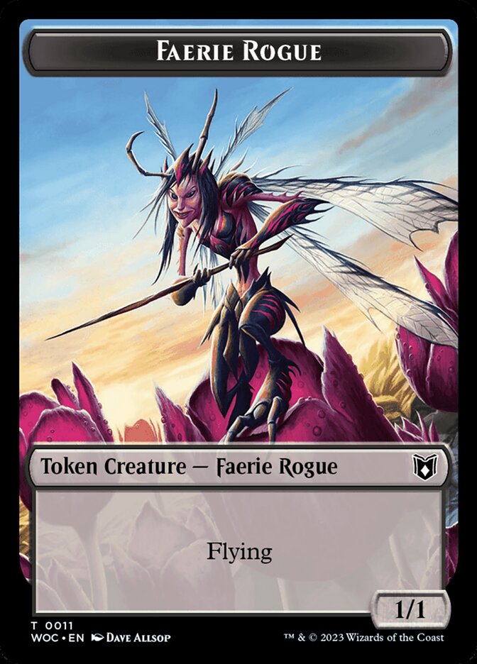 Faerie Rogue // Faerie (0011) Double-Sided Token [Wilds of Eldraine Commander Tokens] | Dragon's Lair Comics and Fantasy Houston TX