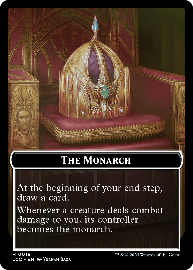 The Monarch // Dinosaur Double-Sided Token [The Lost Caverns of Ixalan Commander Tokens] | Dragon's Lair Comics and Fantasy Houston TX