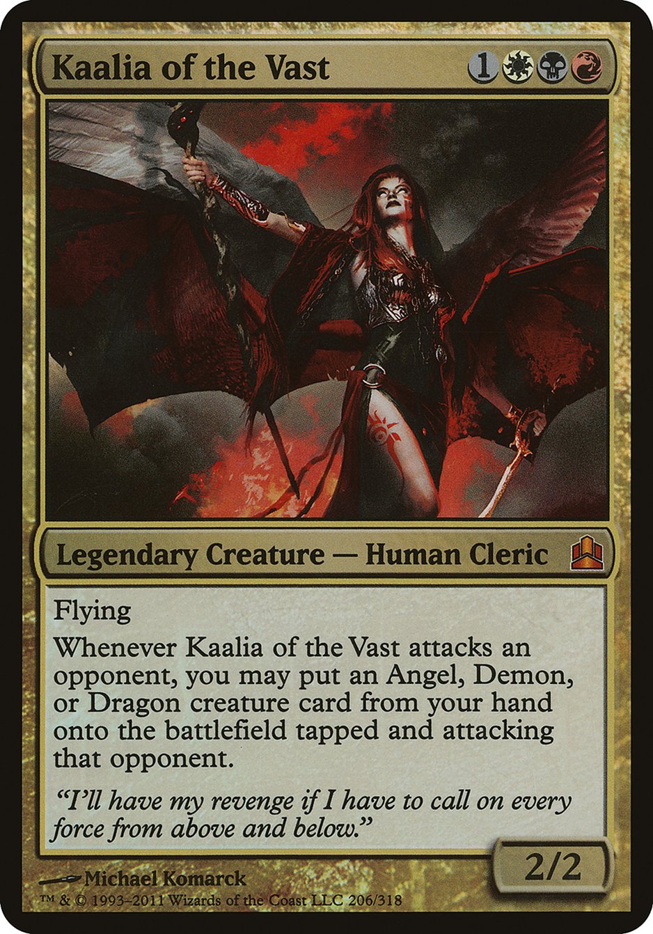 Kaalia of the Vast (Oversized) [Commander 2011 Oversized] | Dragon's Lair Comics and Fantasy Houston TX