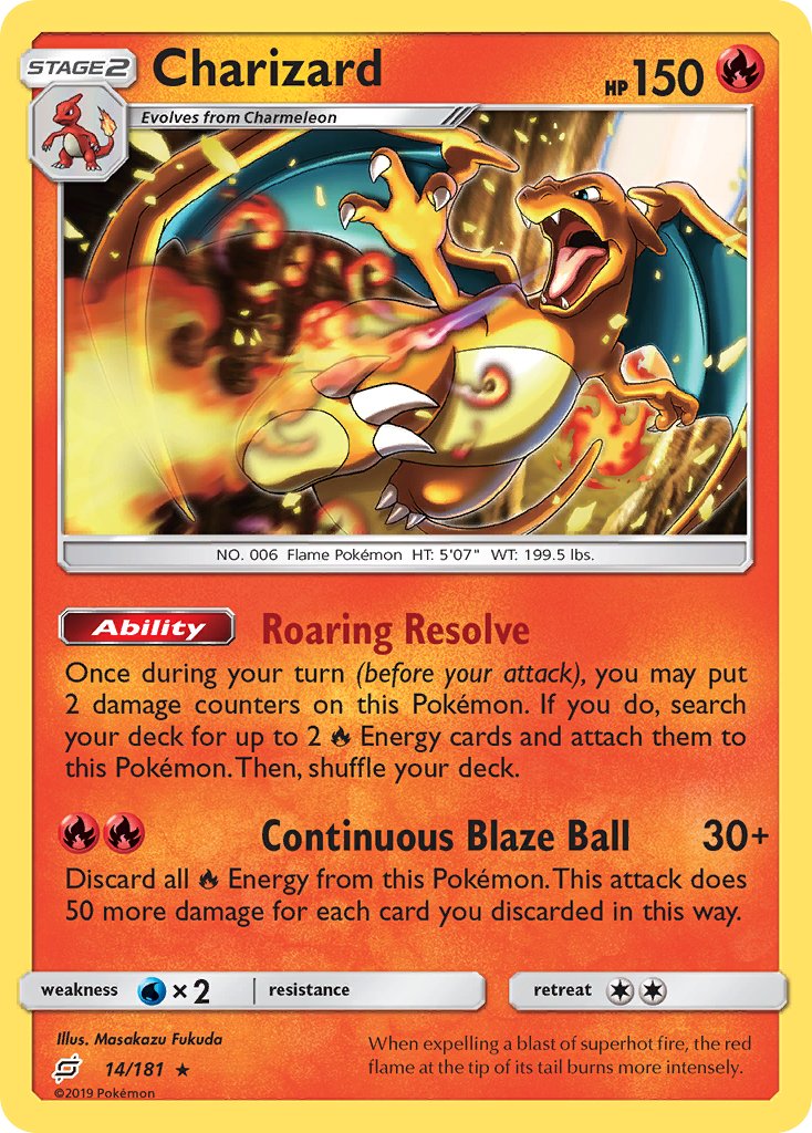 Charizard (14/181) (Theme Deck Exclusive) [Sun & Moon: Team Up] | Dragon's Lair Comics and Fantasy Houston TX