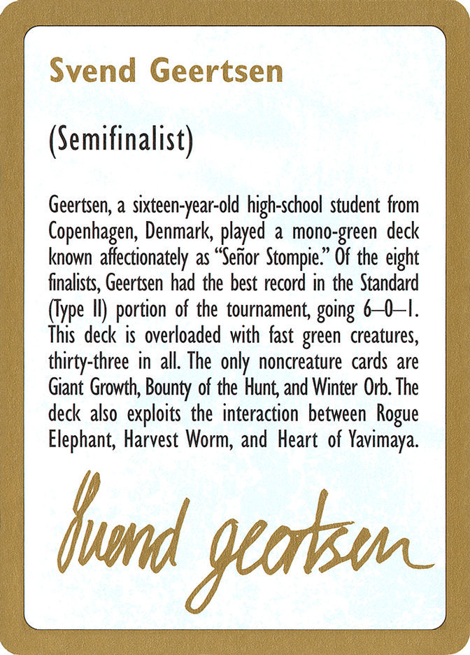 Svend Geertsen Bio [World Championship Decks 1997] | Dragon's Lair Comics and Fantasy Houston TX