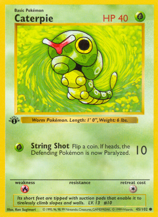 Caterpie (45/102) (Shadowless) [Base Set 1st Edition] | Dragon's Lair Comics and Fantasy Houston TX