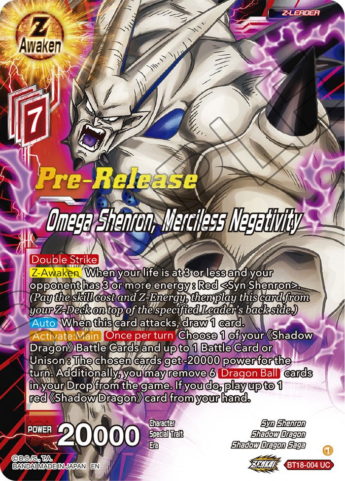 Omega Shenron, Merciless Negativity (BT18-004) [Dawn of the Z-Legends Prerelease Promos] | Dragon's Lair Comics and Fantasy Houston TX