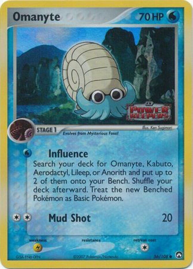 Omanyte (56/108) (Stamped) [EX: Power Keepers] | Dragon's Lair Comics and Fantasy Houston TX