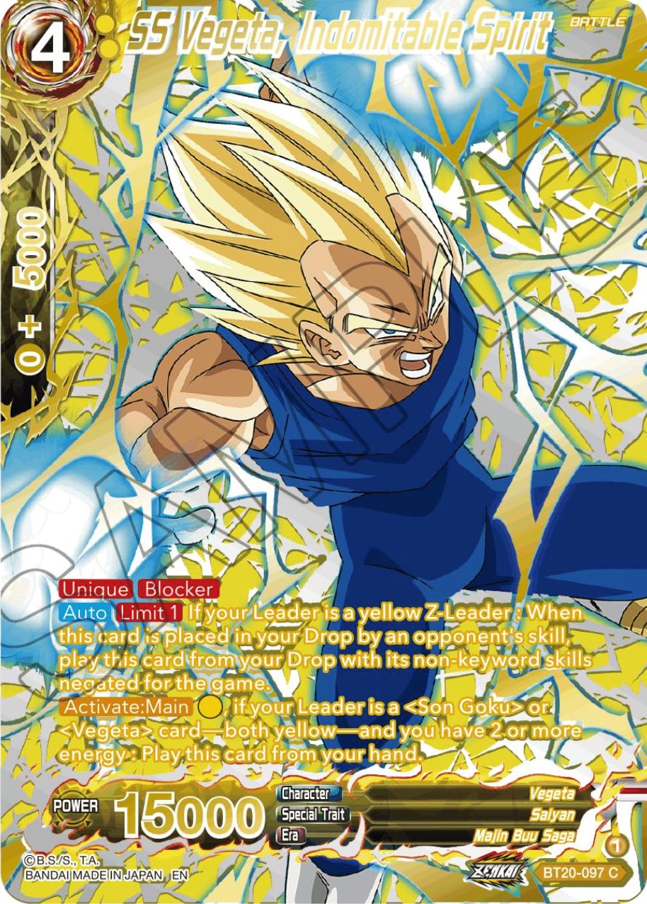 SS Vegeta, Indomitable Spirit (Gold-Stamped) (BT20-097) [Power Absorbed] | Dragon's Lair Comics and Fantasy Houston TX