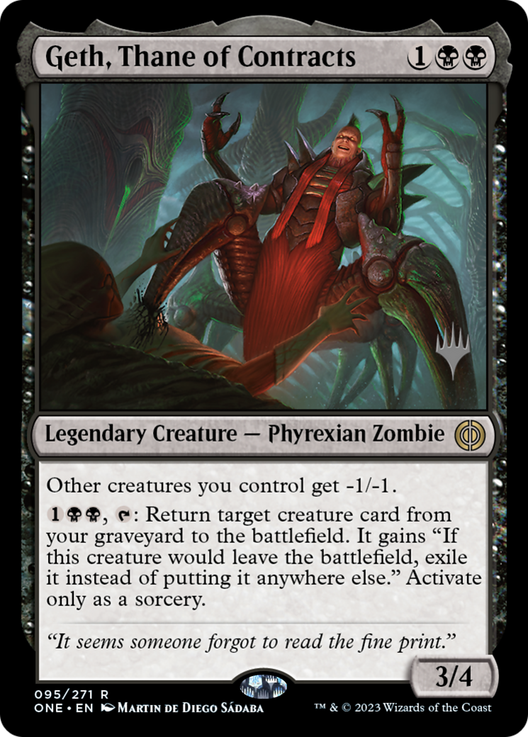 Geth, Thane of Contracts (Promo Pack) [Phyrexia: All Will Be One Promos] | Dragon's Lair Comics and Fantasy Houston TX