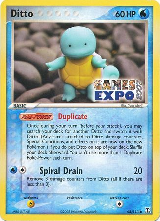 Ditto (64/113) (Games Expo Exclusive) [EX: Delta Species] | Dragon's Lair Comics and Fantasy Houston TX