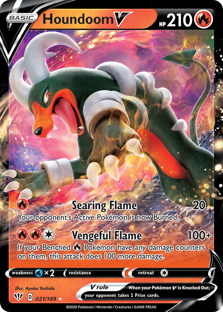 Houndoom V (021/189) [Sword & Shield: Darkness Ablaze] | Dragon's Lair Comics and Fantasy Houston TX