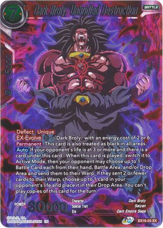 Dark Broly, Unbridled Destruction (EX16-03) [Ultimate Deck] | Dragon's Lair Comics and Fantasy Houston TX