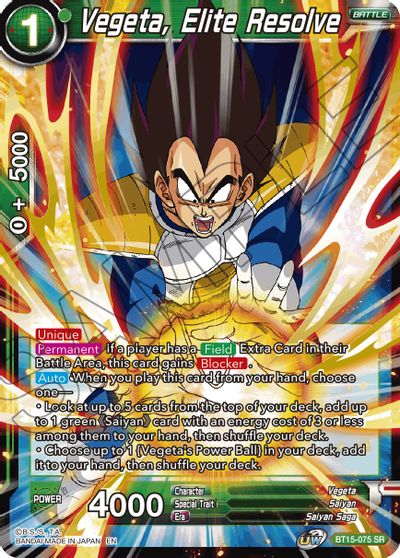 Vegeta, Elite Resolve (BT15-075) [Saiyan Showdown] | Dragon's Lair Comics and Fantasy Houston TX