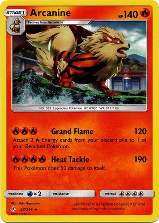 Arcanine (22/214) (Cosmos Holo) [Sun & Moon: Unbroken Bonds] | Dragon's Lair Comics and Fantasy Houston TX