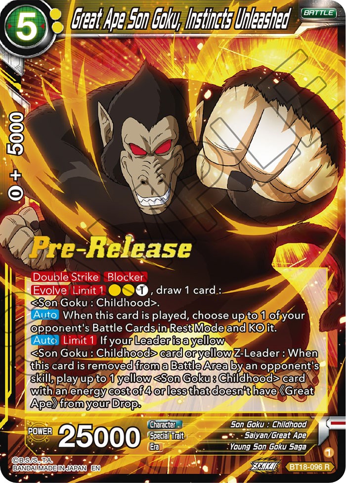 Great Ape Son Goku, Instincts Unleashed (BT18-096) [Dawn of the Z-Legends Prerelease Promos] | Dragon's Lair Comics and Fantasy Houston TX