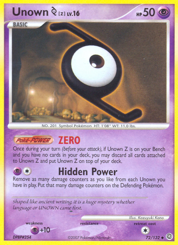 Unown Z (72/132) [Diamond & Pearl: Secret Wonders] | Dragon's Lair Comics and Fantasy Houston TX