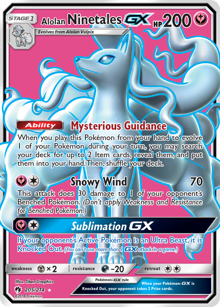 Alolan Ninetales GX (205/214) [Sun & Moon: Lost Thunder] | Dragon's Lair Comics and Fantasy Houston TX