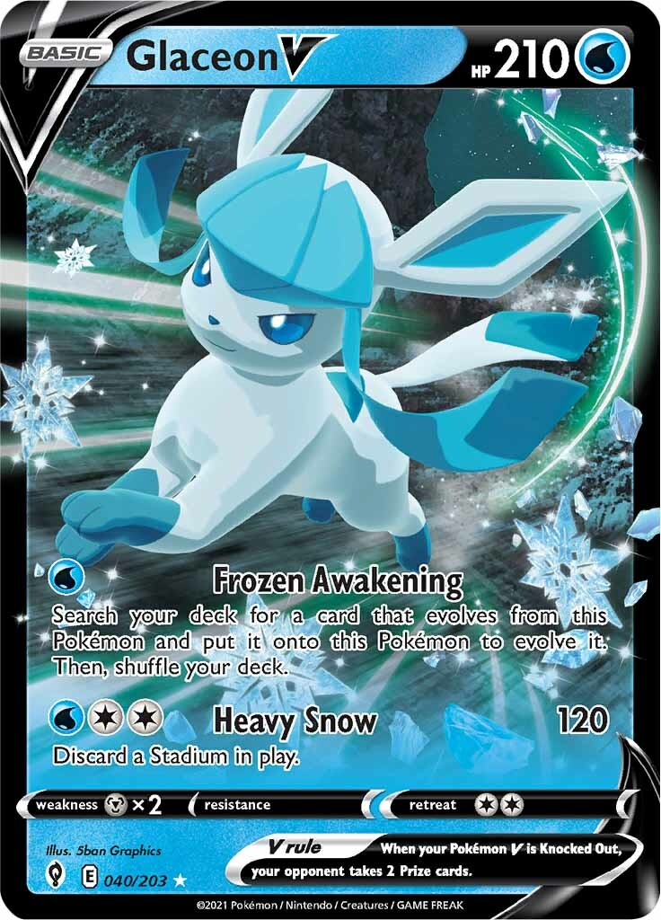 Glaceon V (040/203) [Sword & Shield: Evolving Skies] | Dragon's Lair Comics and Fantasy Houston TX