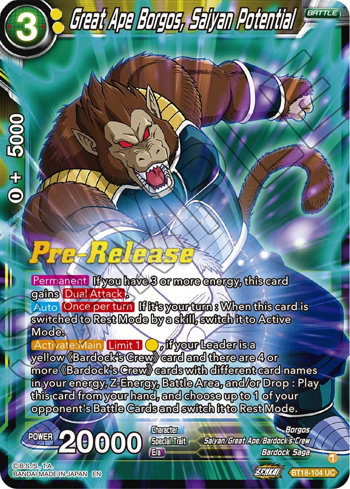 Great Ape Borgos, Saiyan Potential (BT18-104) [Dawn of the Z-Legends Prerelease Promos] | Dragon's Lair Comics and Fantasy Houston TX