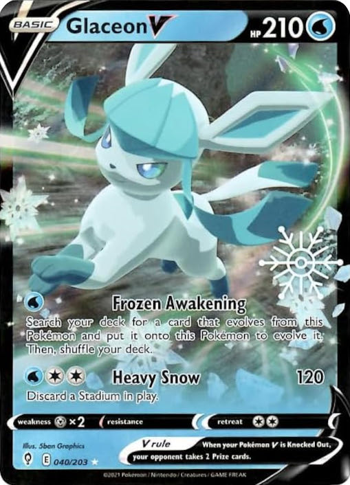 Glaceon V (040/203) (Holiday Calendar) [Sword & Shield: Evolving Skies] | Dragon's Lair Comics and Fantasy Houston TX