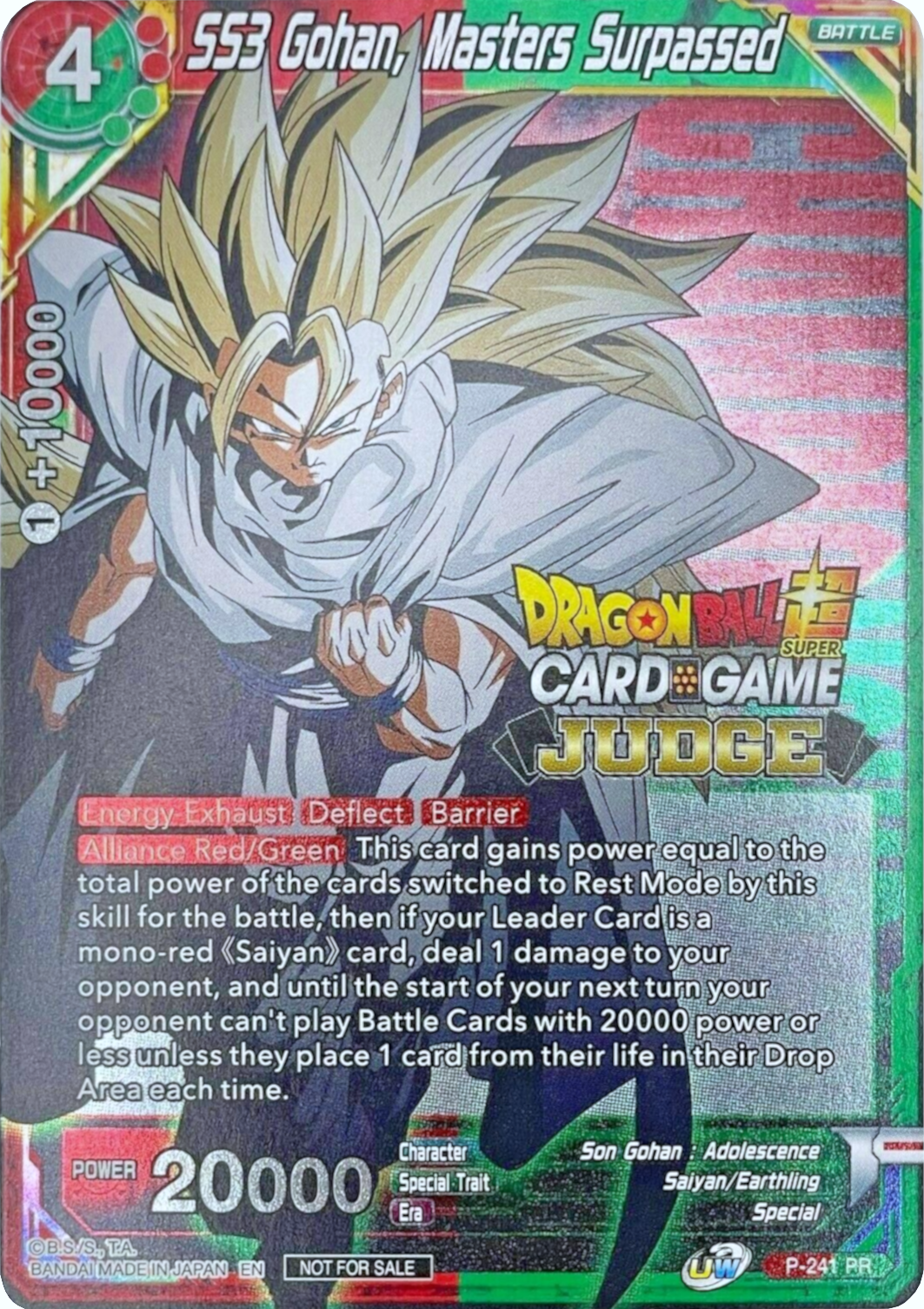 SS3 Gohan, Masters Surpassed (Level 2) (P-241) [Promotion Cards] | Dragon's Lair Comics and Fantasy Houston TX