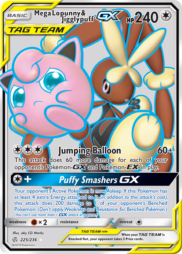 Mega Lopunny & Jigglypuff GX (225/236) [Sun & Moon: Cosmic Eclipse] | Dragon's Lair Comics and Fantasy Houston TX