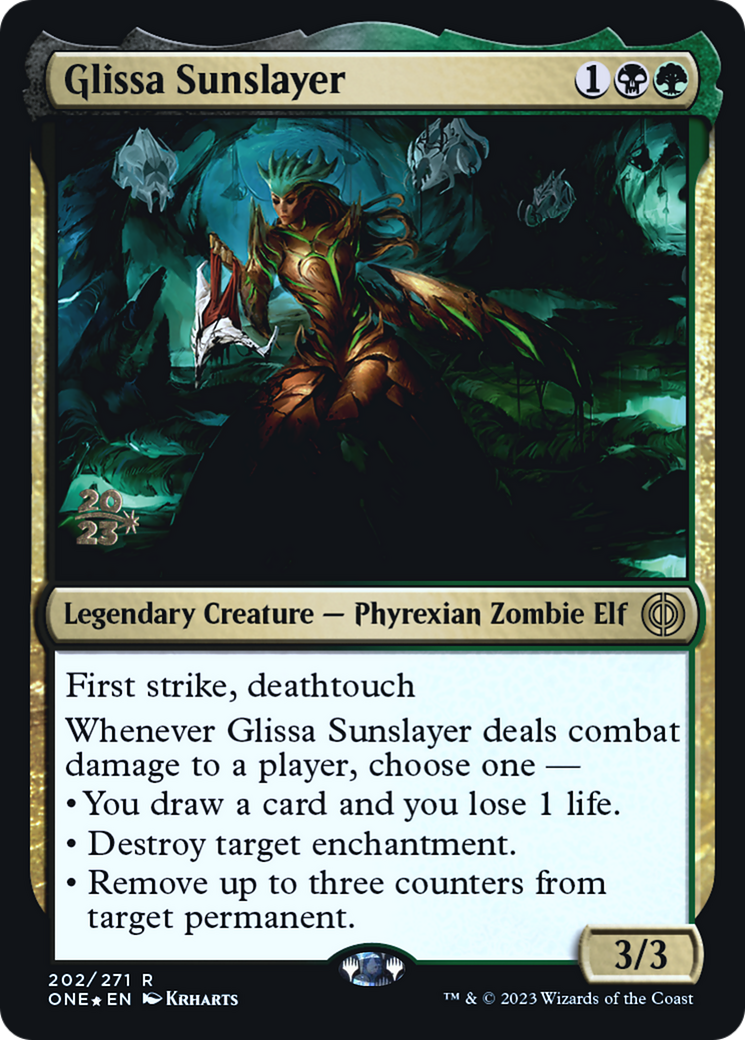 Glissa Sunslayer [Phyrexia: All Will Be One Prerelease Promos] | Dragon's Lair Comics and Fantasy Houston TX