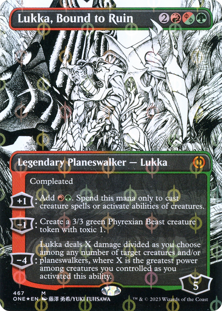 Lukka, Bound to Ruin (Borderless Manga Step-and-Compleat Foil) [Phyrexia: All Will Be One] | Dragon's Lair Comics and Fantasy Houston TX