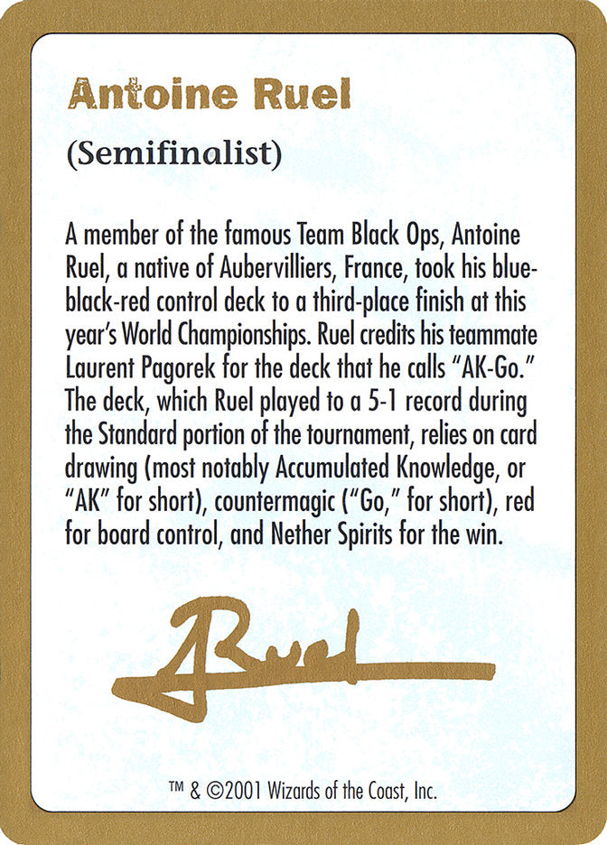 Antoine Ruel Bio [World Championship Decks 2001] | Dragon's Lair Comics and Fantasy Houston TX