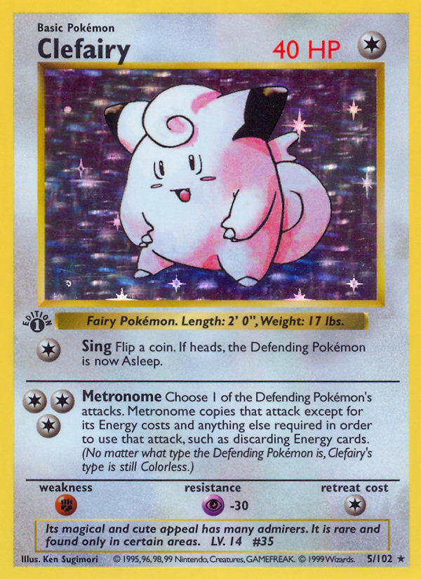 Clefairy (5/102) (Shadowless) [Base Set 1st Edition] | Dragon's Lair Comics and Fantasy Houston TX