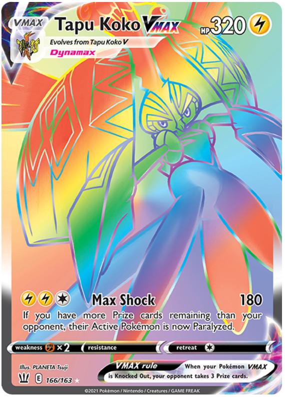 Tapu Koko VMAX (166/163) [Sword & Shield: Battle Styles] | Dragon's Lair Comics and Fantasy Houston TX