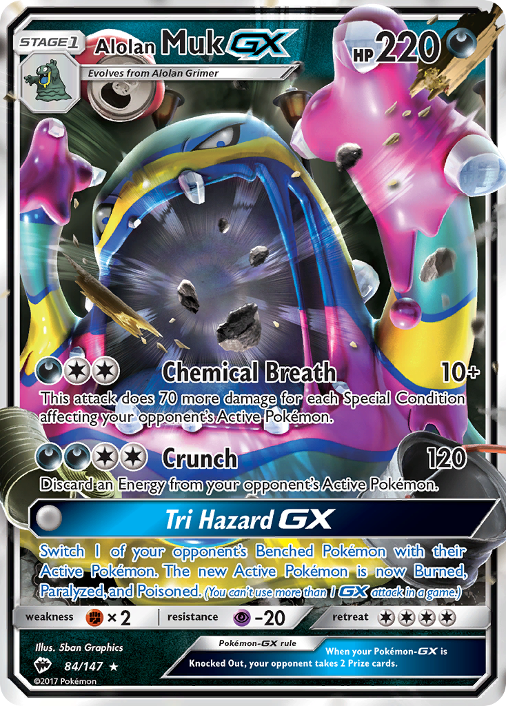 Alolan Muk GX (84/147) [Sun & Moon: Burning Shadows] | Dragon's Lair Comics and Fantasy Houston TX