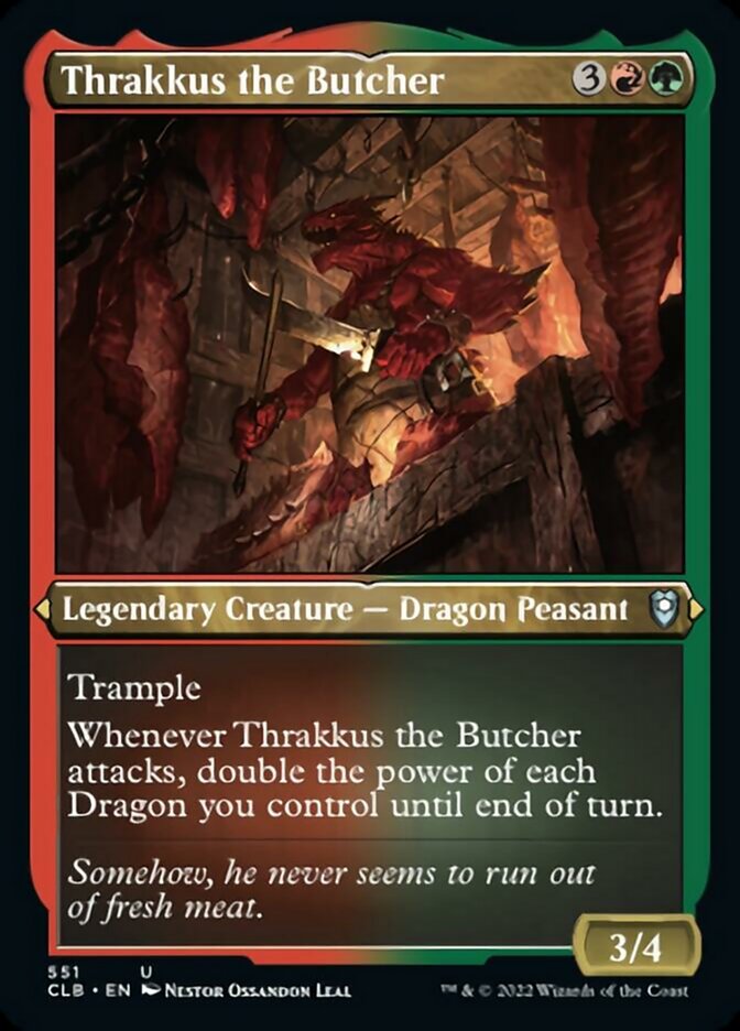 Thrakkus the Butcher (Foil Etched) [Commander Legends: Battle for Baldur's Gate] | Dragon's Lair Comics and Fantasy Houston TX