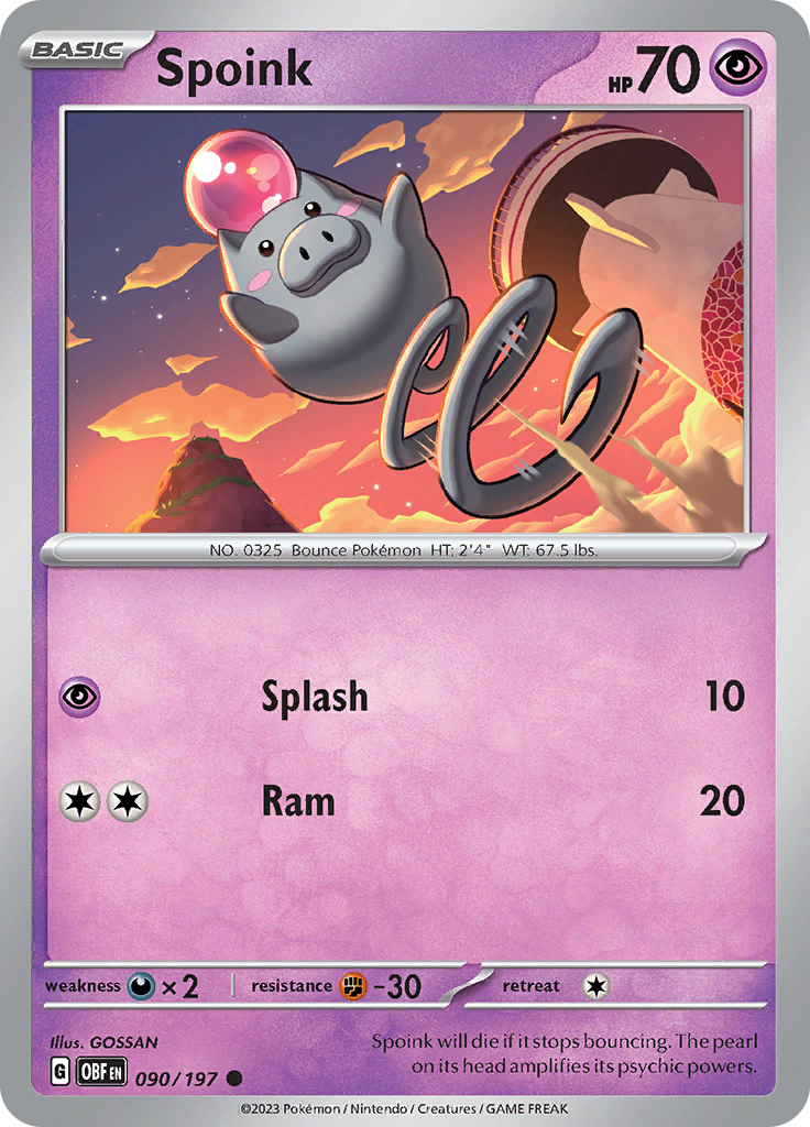 Spoink (090/197) [Scarlet & Violet: Obsidian Flames] | Dragon's Lair Comics and Fantasy Houston TX