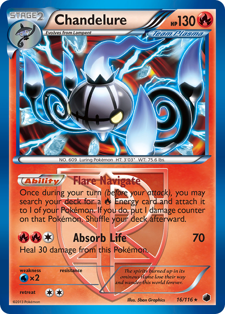 Chandelure (16/116) [Black & White: Plasma Freeze] | Dragon's Lair Comics and Fantasy Houston TX