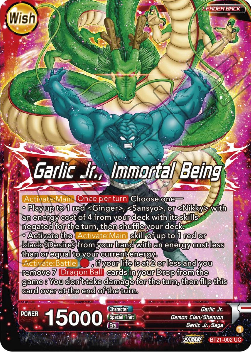 Garlic Jr. // Garlic Jr., Immortal Being (BT21-002) [Wild Resurgence] | Dragon's Lair Comics and Fantasy Houston TX