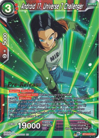 Android 17, Universe 7 Challenger (BT14-012) [Cross Spirits Prerelease Promos] | Dragon's Lair Comics and Fantasy Houston TX