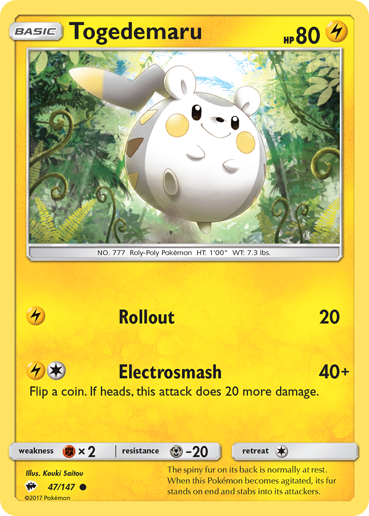 Togedemaru (47/147) [Sun & Moon: Burning Shadows] | Dragon's Lair Comics and Fantasy Houston TX