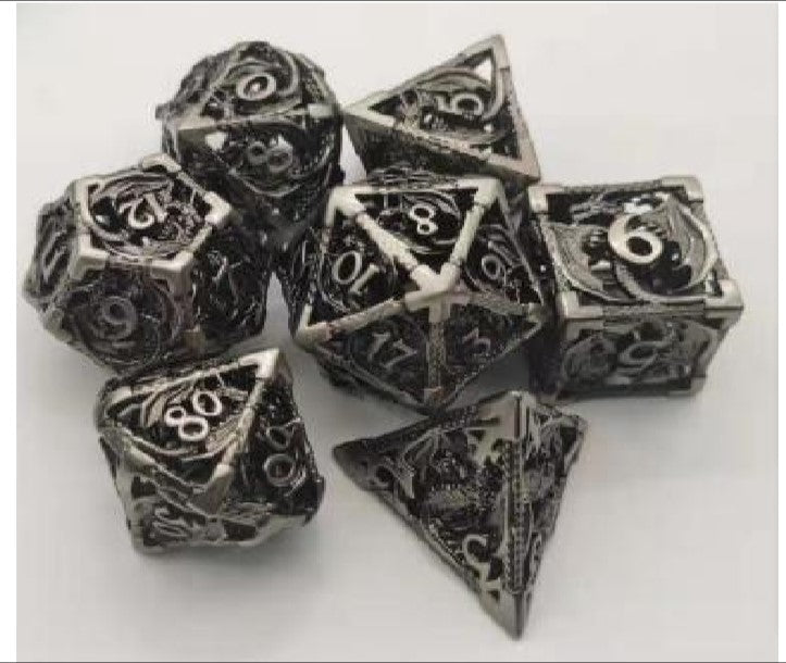 Game Habit Sterling Wings Hollow Dragon Metal Poly 7 Dice Set | Dragon's Lair Comics and Fantasy Houston TX