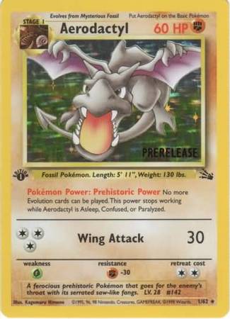 Aerodactyl (1/62) (Prerelease Promo) [Fossil 1st Edition] | Dragon's Lair Comics and Fantasy Houston TX