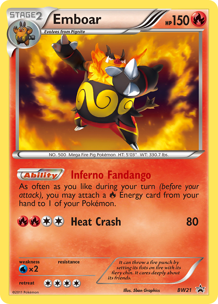 Emboar (BW21) [Black & White: Black Star Promos] | Dragon's Lair Comics and Fantasy Houston TX