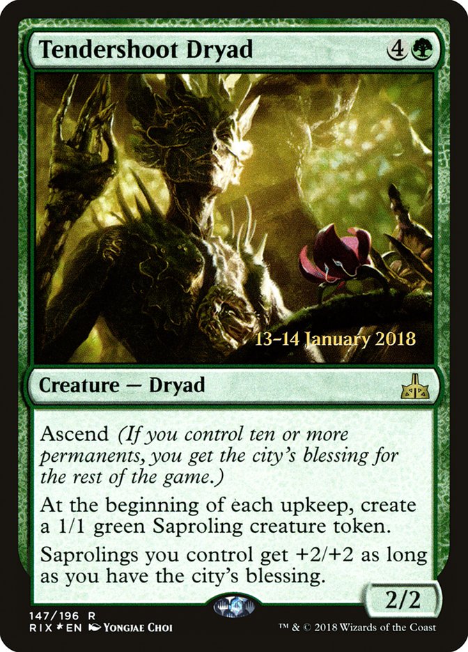 Tendershoot Dryad [Rivals of Ixalan Prerelease Promos] | Dragon's Lair Comics and Fantasy Houston TX