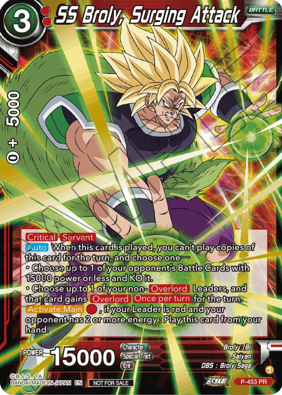 SS Broly, Surging Attack (Championship Selection Pack 2023 Vol.1) (Holo) (P-453) [Tournament Promotion Cards] | Dragon's Lair Comics and Fantasy Houston TX