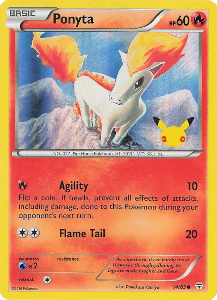 Ponyta (14/83) (20th Anniversary Stamp) [XY: Generations] | Dragon's Lair Comics and Fantasy Houston TX