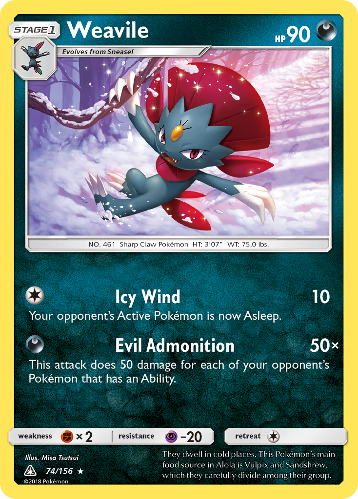 Weavile (74/156) [Sun & Moon: Ultra Prism] | Dragon's Lair Comics and Fantasy Houston TX